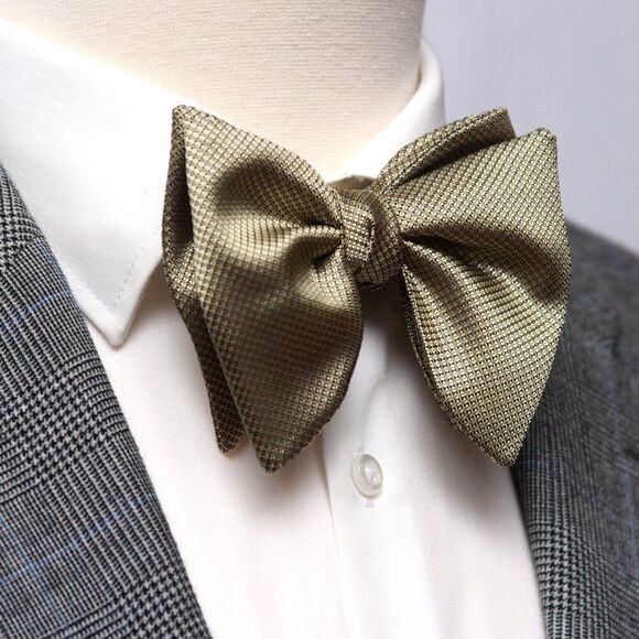 Men's Self-tied Bow Tie Dusty Gold Silk Big Butterfly S428 - Picture 10 of 16